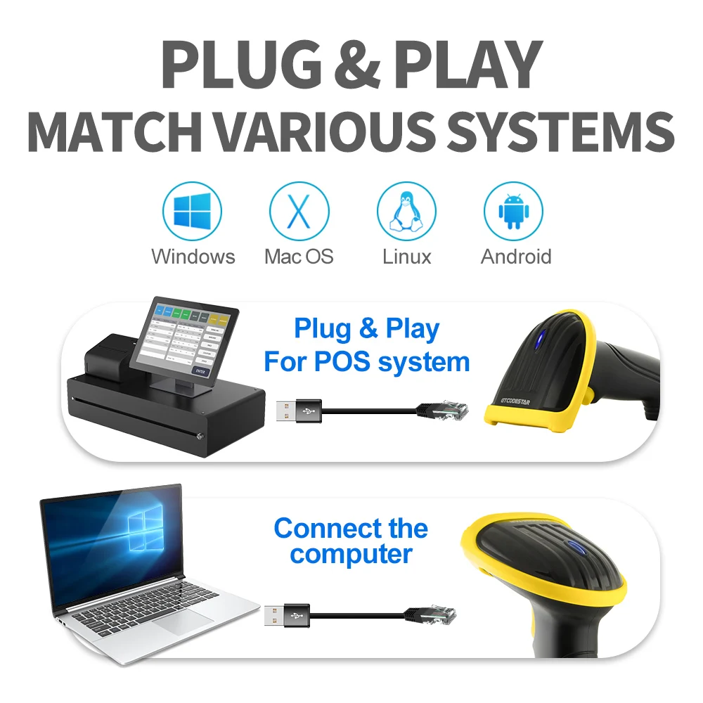 GTCODESTAR M-3100 High Performance Usb bar Code Reader Wired Laser Gun 1D Scanning Machine Barcode Scanner