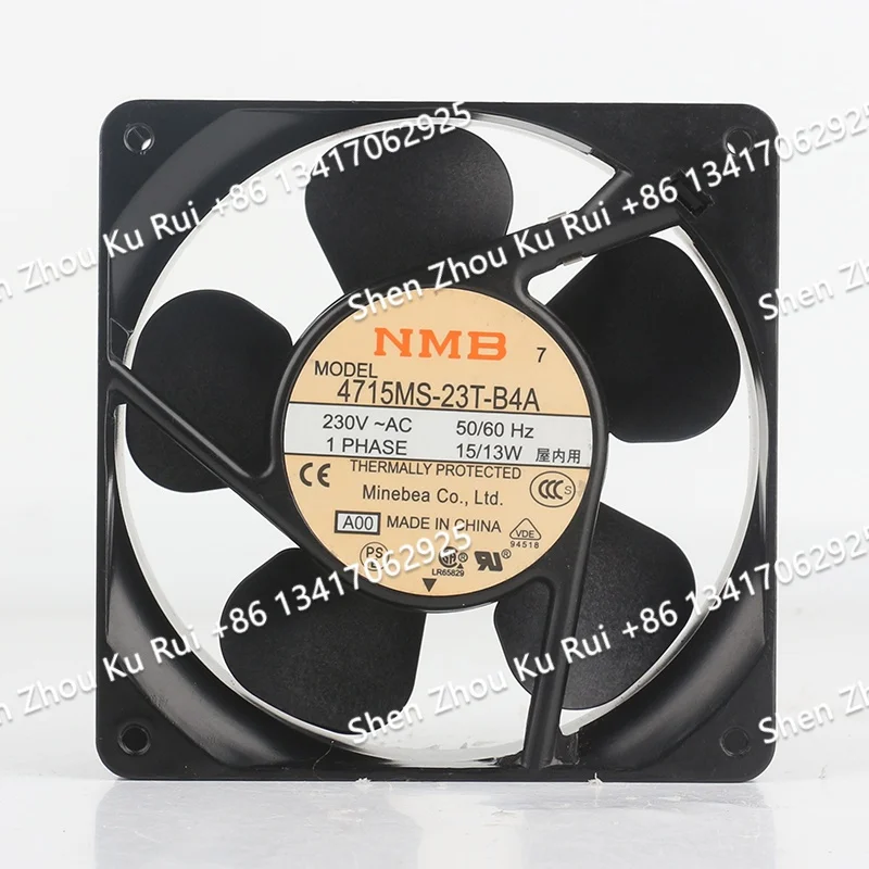 Вентилятор охлаждения 4715MS-23T-B4A Оригинальный Mebea NMB 220V 200V 240V AC230V 15/13W DC EC 12038 120X120X38MM 12CM для шкафов, алюминиевая рама