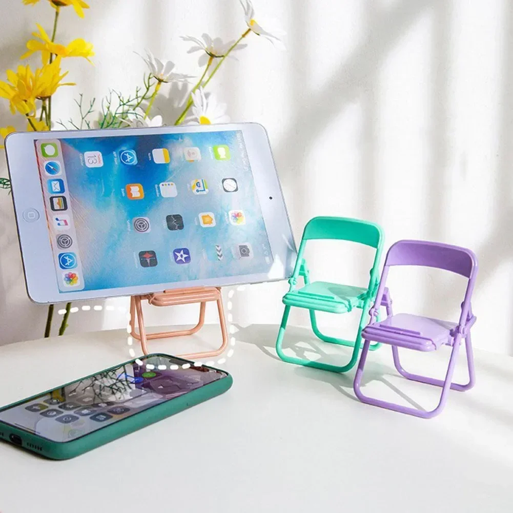 2024 New Mini Cell Phone Stand Universal Chair Desktop Mobile Phone Tablet Holder Folding Convenient Cute Phone Accessories image 3