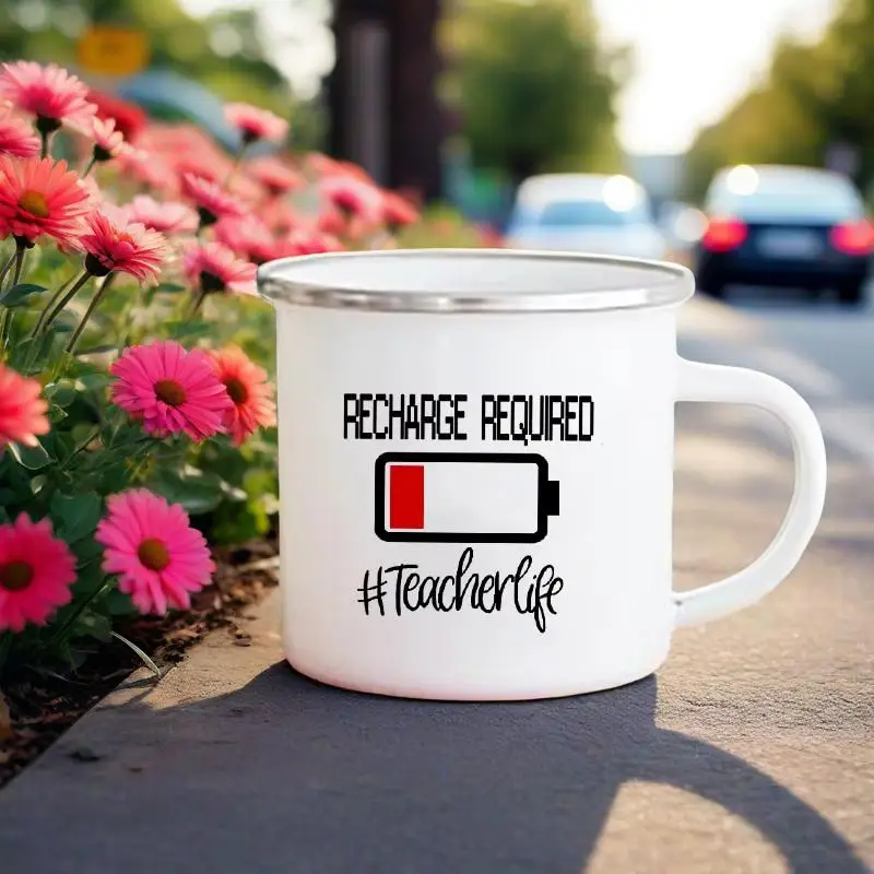

Teacher Mode Off Print Enamel Mug Cup for Coffee Original Coffee Cups Drinkware Unusual Mugs Personalized Funny Beer Travel Cute