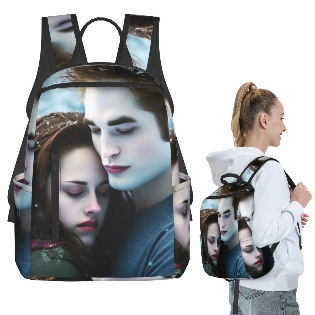 トワイライトサーガ-エドワード・カレン-バックパック-学生ブックバッグ-キッズスクールバッグ-コンピューターショルダーバッグ-男の子-女の子