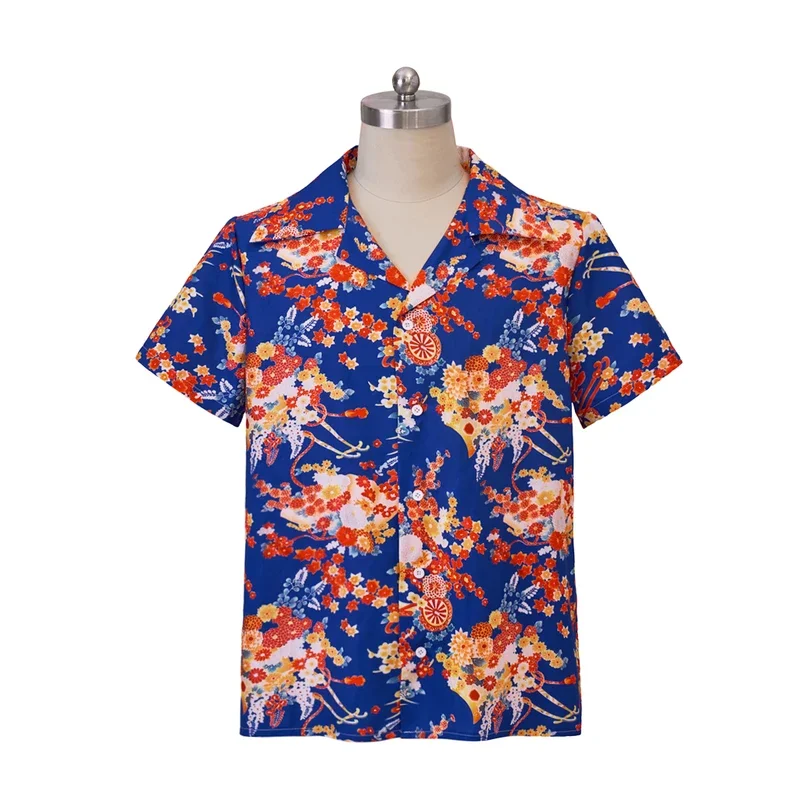 Movie Rom Hawaiian Shirt Cosplay Costume Leonardo Cos Dicaprio Flower Shirt Men's Summer Top Outfits