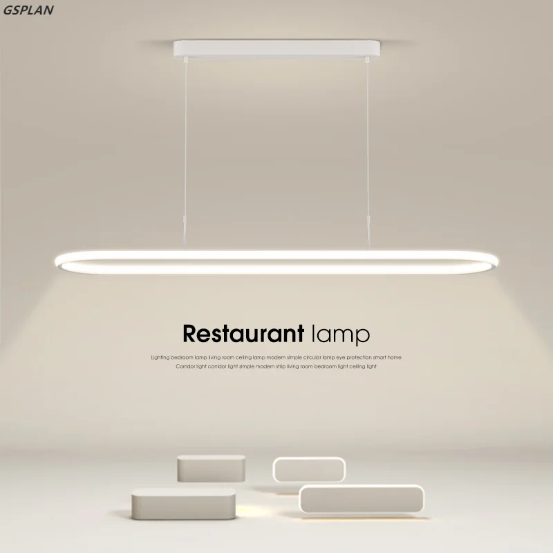 Modern Restaurant Pendant Lights Simple Led Creative Lamps Long Ring Lamp Minimalist Nordic Bar Counter Dining Room Table Lights