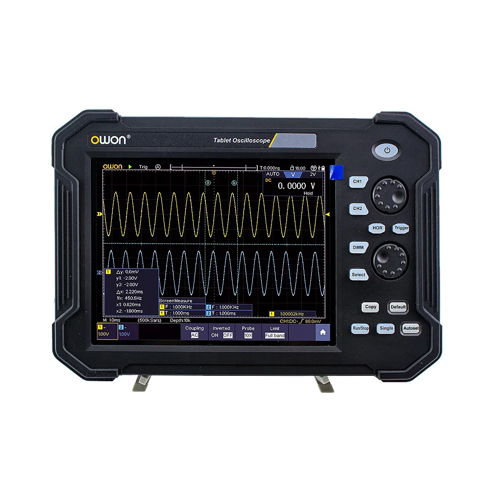OWON แบบพกพาแท็บเล็ตดิจิตอล Oscilloscope TAO3102 8นิ้ว LCD หน้าจอ USB Storage Oscilloscopes 8 Bits 2ช่อง100MHz