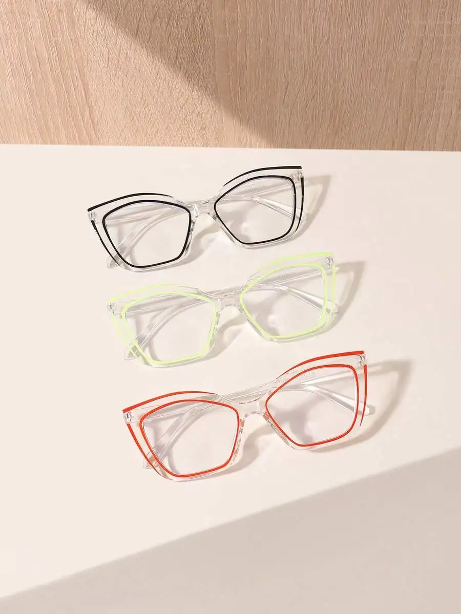 

Acrylic Colorblock Cat Eye Fashion Reading Glasses For Women Daily Use