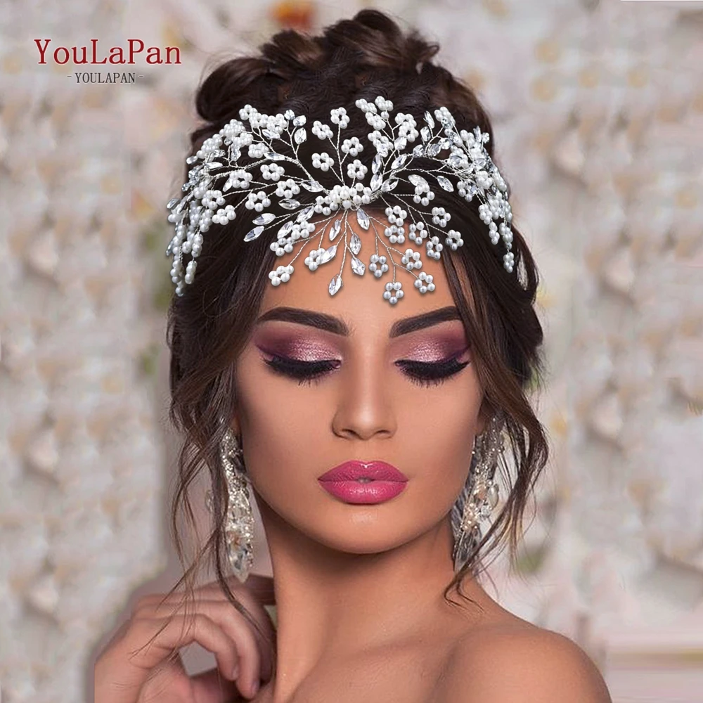 

YouLaPan Bride Hair Decoration Beaded Flowers Bridal Wedding Hairpiece Woman Party Rhinestone Wedding Jewelry Accessories HP624