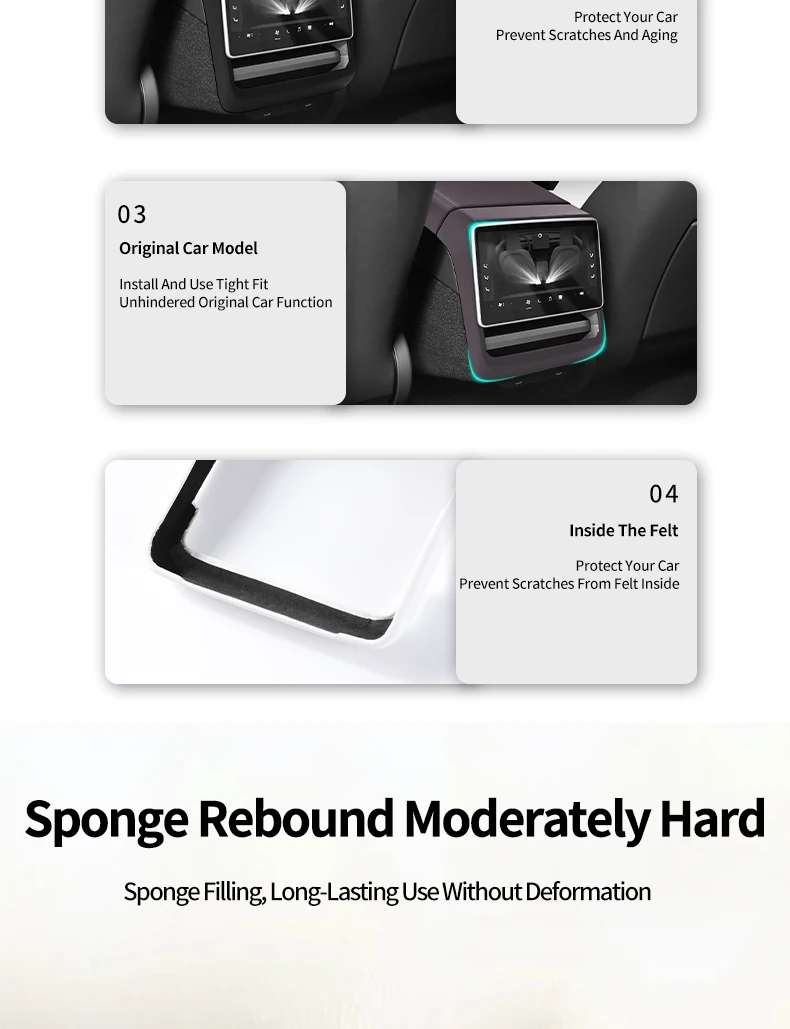 Für Tesla Model 3 Highland & Model Y Juniper Hintere Lüftungsabdeckung & Leder-Mittelkonsolen-Armlehnenbox-Schutz Auto-Zubehör – Detail 11