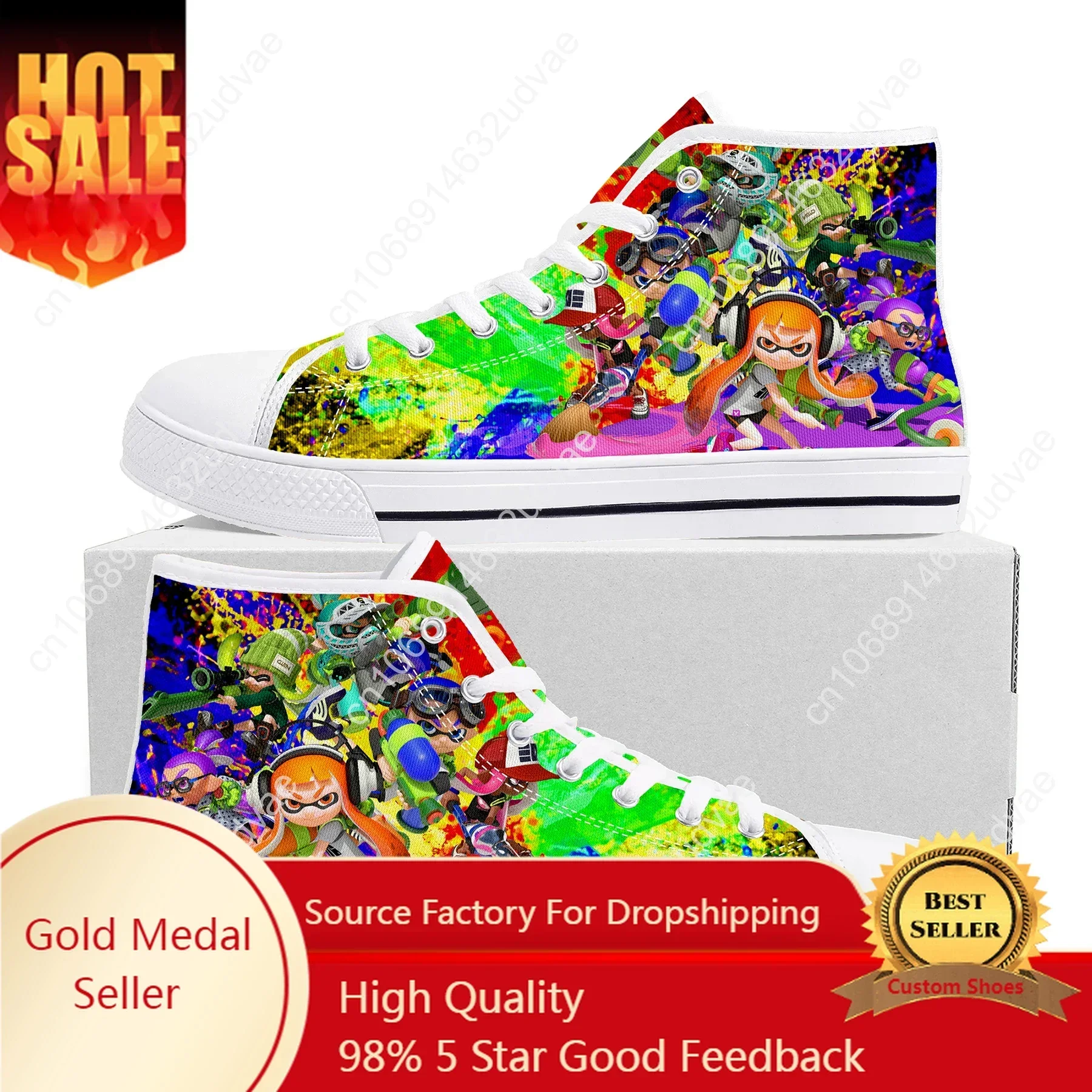 

Splatoons Game Cartoon High Top Sneakers High Quality Mens Womens Teenager Canvas Sneaker Casual Couple Shoes Custom Shoe