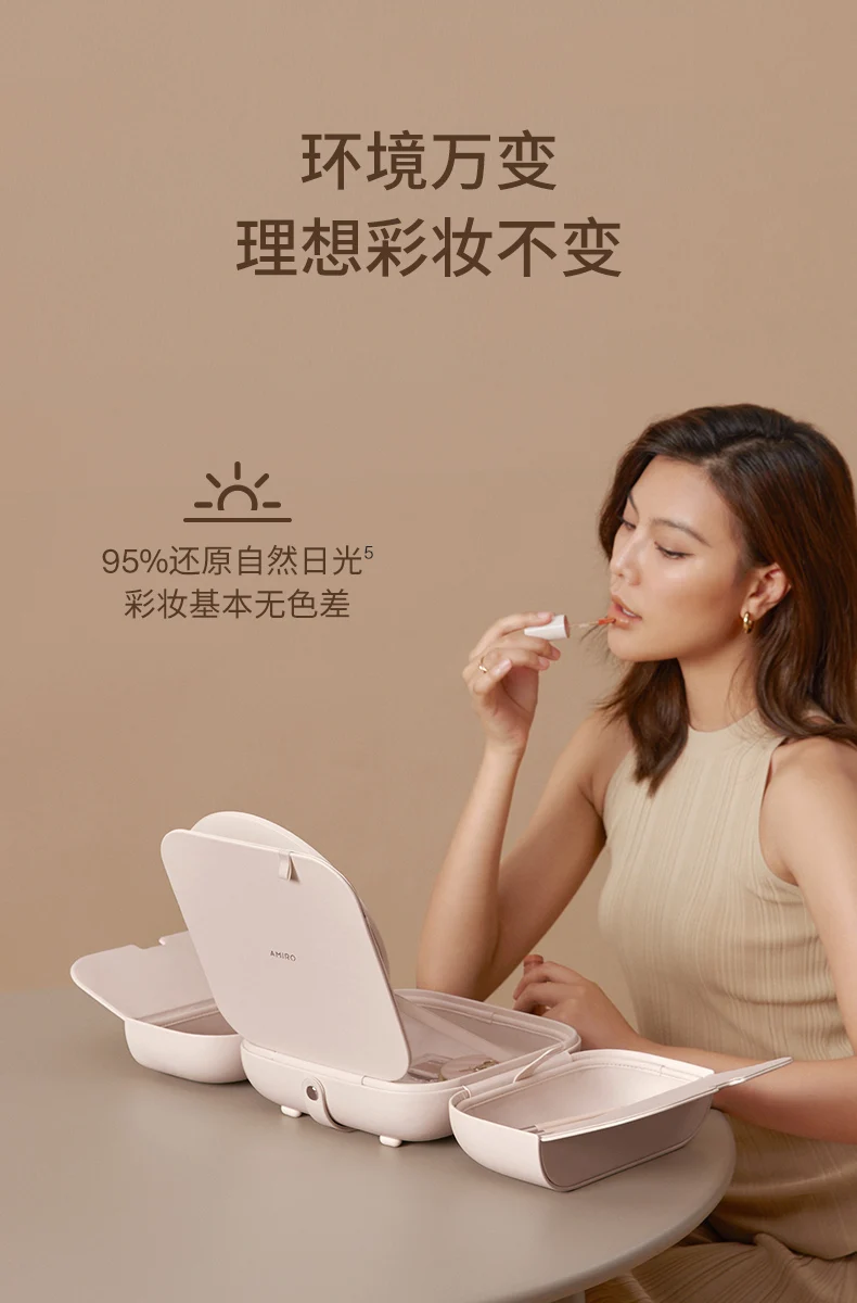 AMIRO Light Seeking Bag Mirror LED with Light Makeup Mirror Portable Sunlight Mirror Women's Handheld Makeup Bag Makeup Mirror