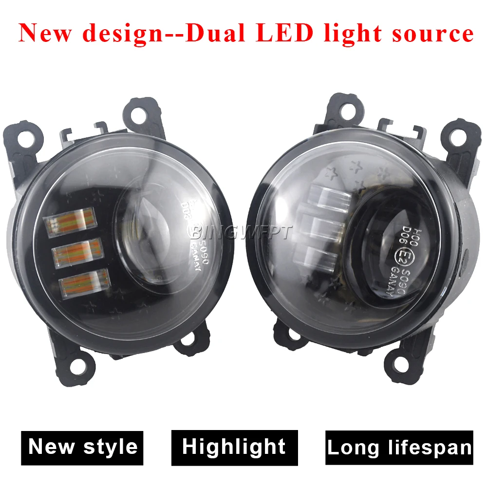 1Pair Fog Light For Nissan Note E11 2006-2013 Navara D40 Xterra Car Front Bumper H11 LED Fog Lamp Daytime Running Light DRL12V