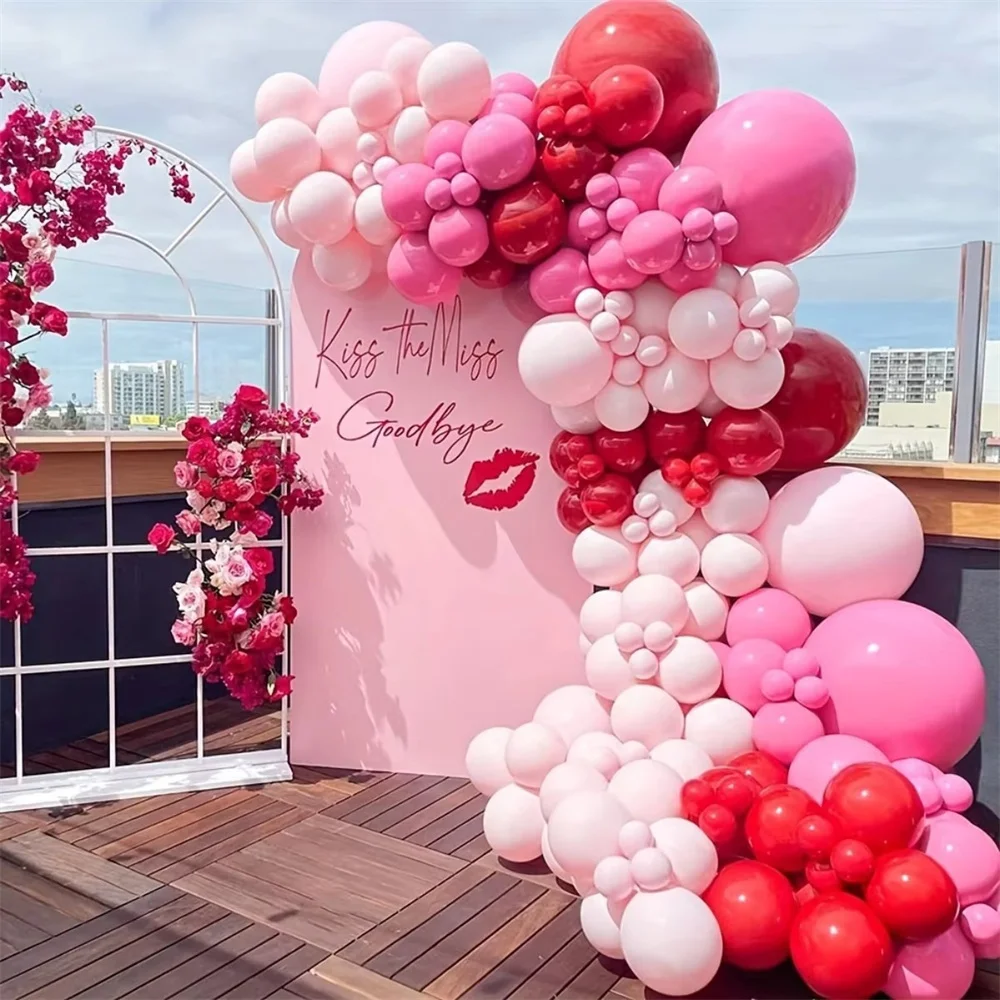 

139pcs Balloon Arch Set Pink Rose Red Balloon Women's Valentine's Day Wedding Engagement Anniversary Party Decoration Supplies