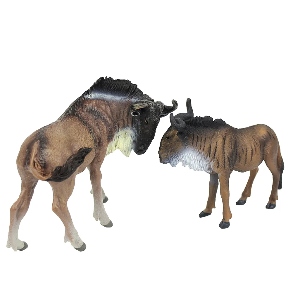 Wildlife Creatures Figurines African Wildebeest Model Animals Kids Toy Decoration Desktop Child