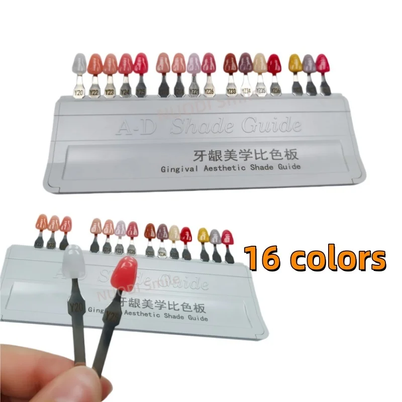 

New 16 Colors/Set Dental Gingival Aesthetic Shade Guide Gingival Colorimeter Gum Tissue Restoration Aesthetic Pink Shade Guide
