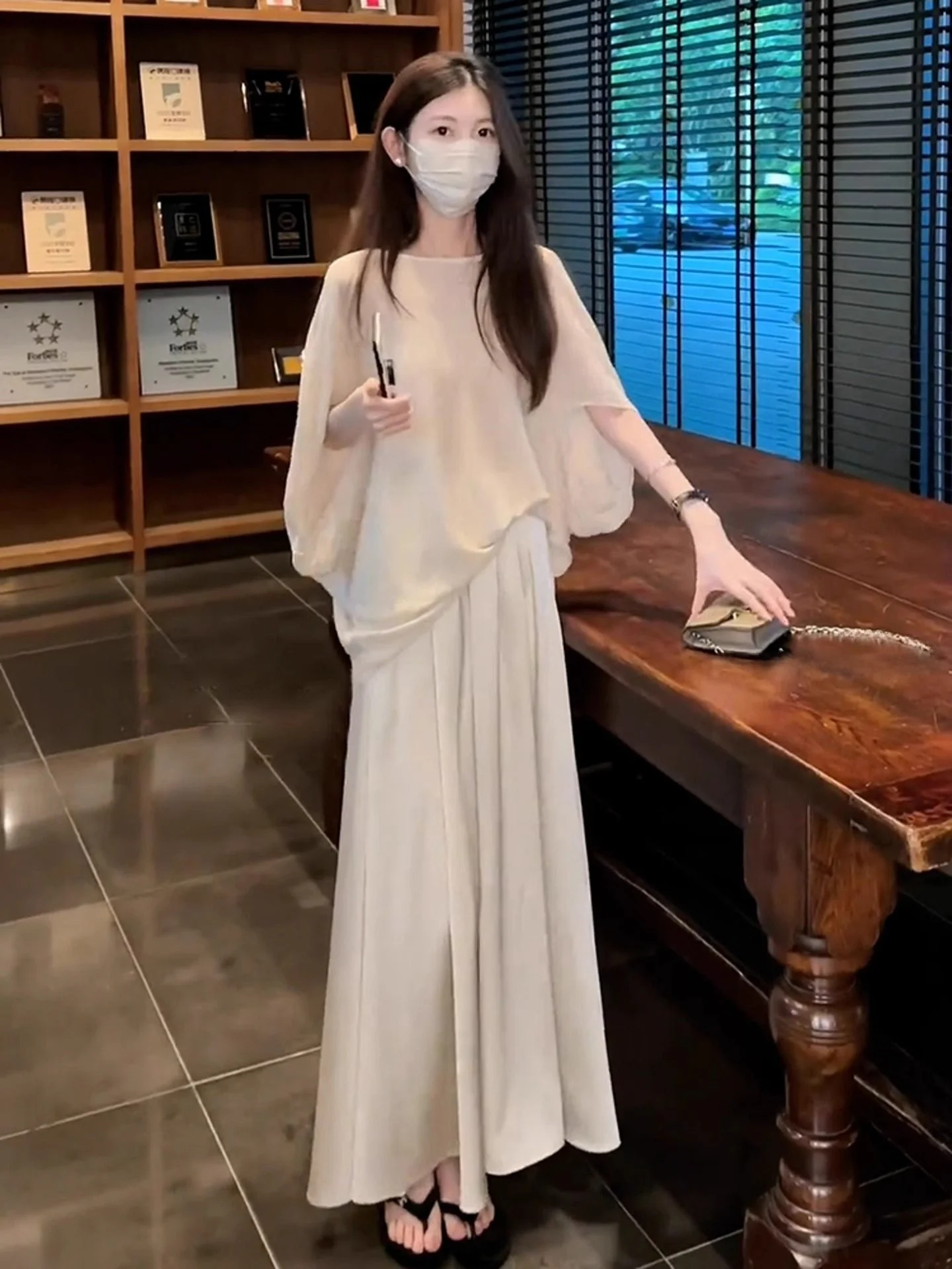 

Stunning Early Spring Two-Piece Set Beautiful f-Skirt Top Bot Loose Fit High Waist Long Skirt Faionable Women's Ensemble