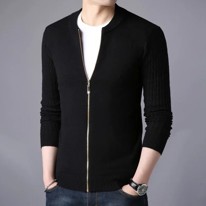 MRMT 2024 Brand New Men's Knitted Cardigan Fashion Slim Fit Korean Version Small Stand Collar Sweater Men's Jackets For Male