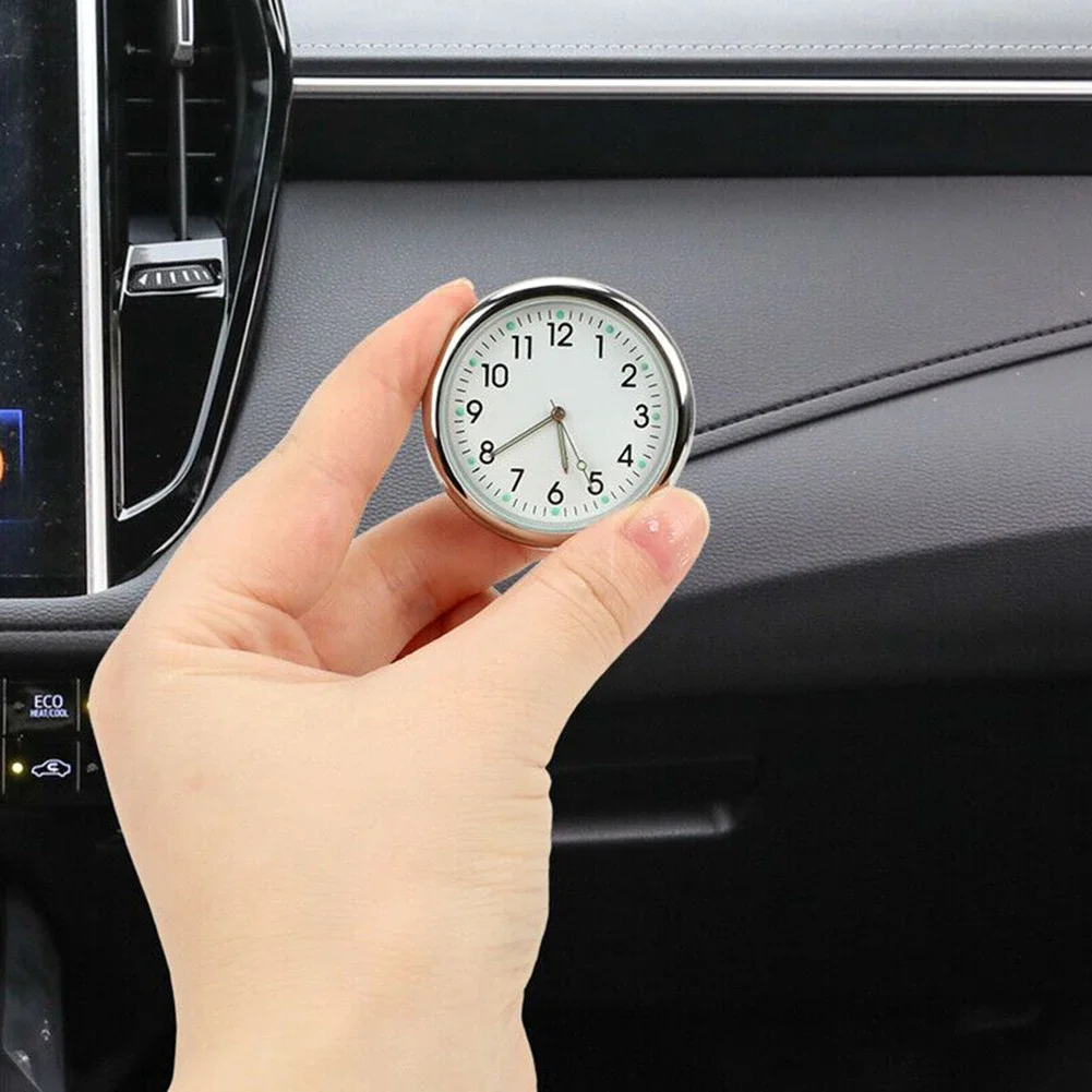 Car Quartz Clock Universal Round Car Clock Electronic Watch Luminous Car Dashboard Air Vent Stick-On Time Clock Watch Gauge