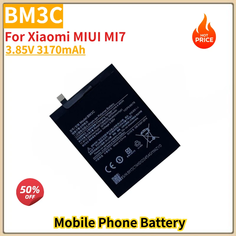 BM3C High Quality Phone Battery 3.85V 3170mAh for Xiaomi MIUI MI7 Brand New Replacement Battery