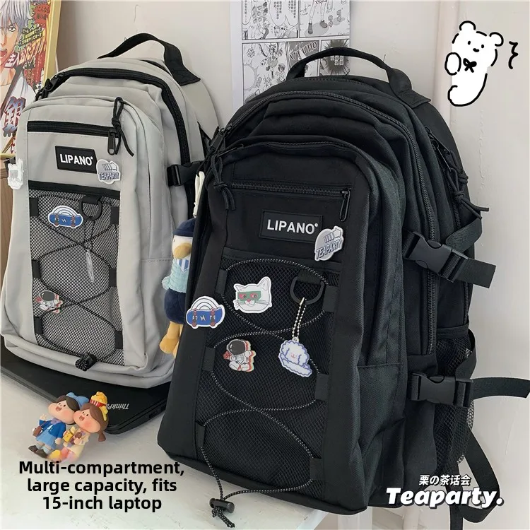 

Large Capaci Dual-oulder Bag Harajuku Sle ex Workwear Bapa Commuter Sle with Cuter Carent Soft Polyester