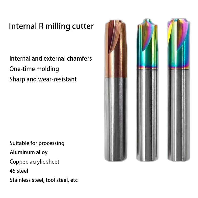 

Цветной сплав R-лезвия из вольфрамовой стали для стали с алюминиевым покрытием R0.2-R8, сплав фрезы с внутренним R-образным лезвием и 4 лезвиями