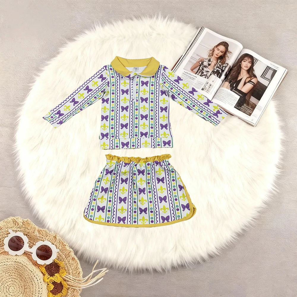 

12,15 наряды для маленьких девочек, Mardigras Anchors, пуловеры на молнии в полоску с бантиками для маленьких девочек, юбка, шорты, комплект активной одежды для йоги