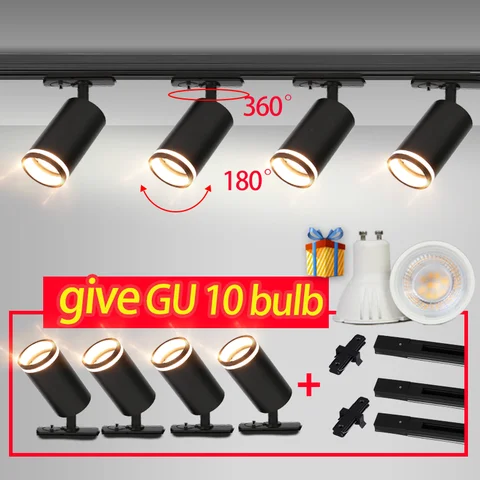 GU10 Led Track Light Set Ceiling Track Lamp 110v 220v Rail Lighting System Replaceable Bulb For Clothing Shop Store Home Fixture