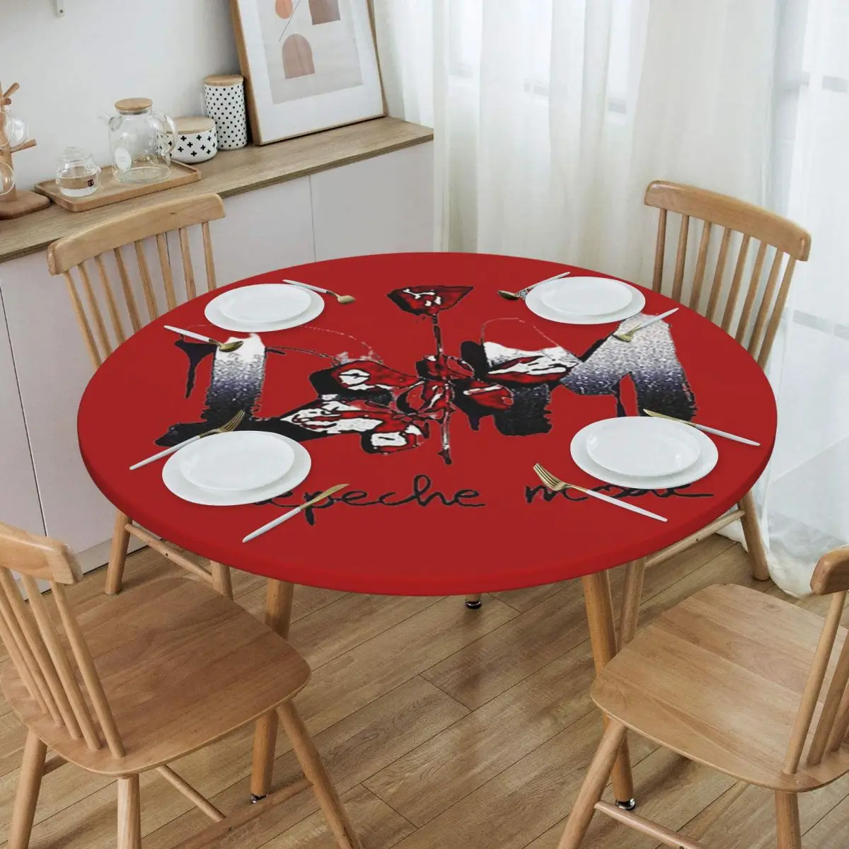 Depeche Cool Mode Music Violator Waterproof Round Tablecloth Oilproof Table Cloth for Kitchen Events Dining Table Cover
