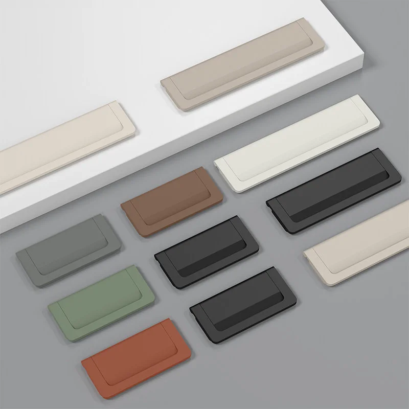 U702 Cashmere Grey Non Perforated Drawer Invisible Handle Ultra Thin Flat Tatami Folding Cabinet Interior Hidden Handle White 3