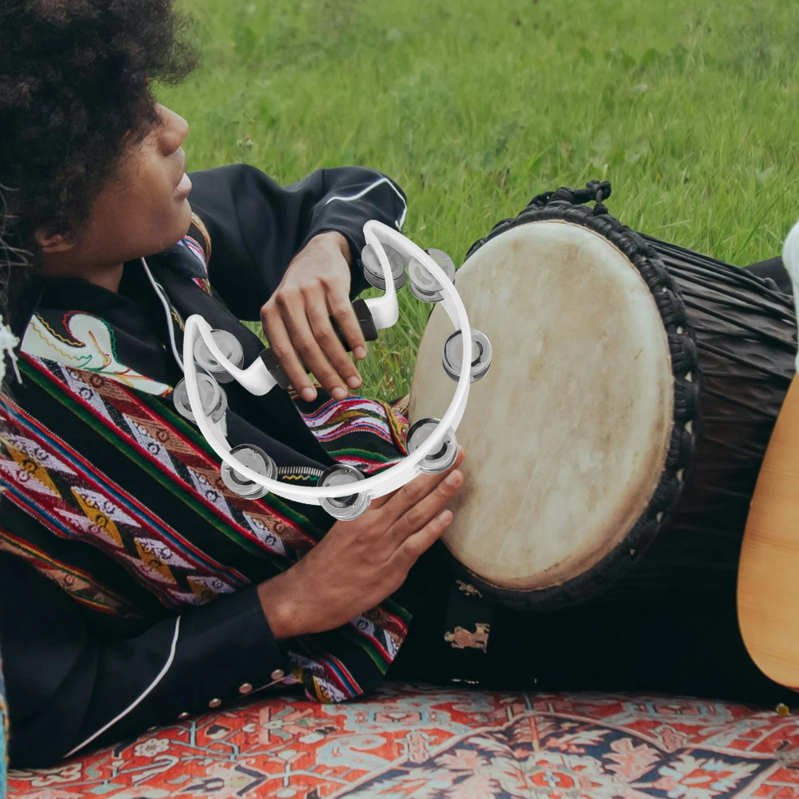 ホワイトタンバリン小道具パーティー KTV バー楽器子供大人手持ちパーカッションドラムおもちゃ安全な材料楽しい