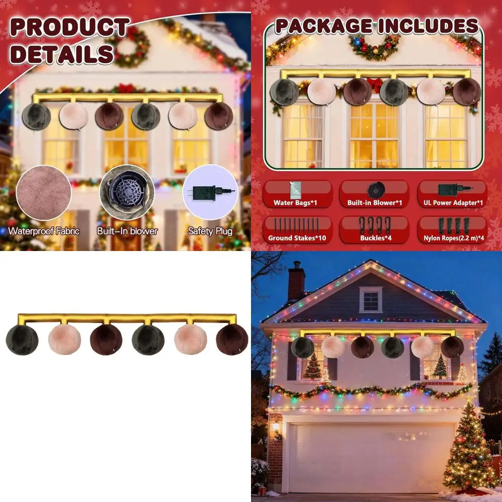 

Гигантский бархатный надувной рождественский шар 6 в 1, 9,9 фута, идеально подходит для уличного и внутреннего праздничного декора, идеально подходит для Дня Благодарения, Криса