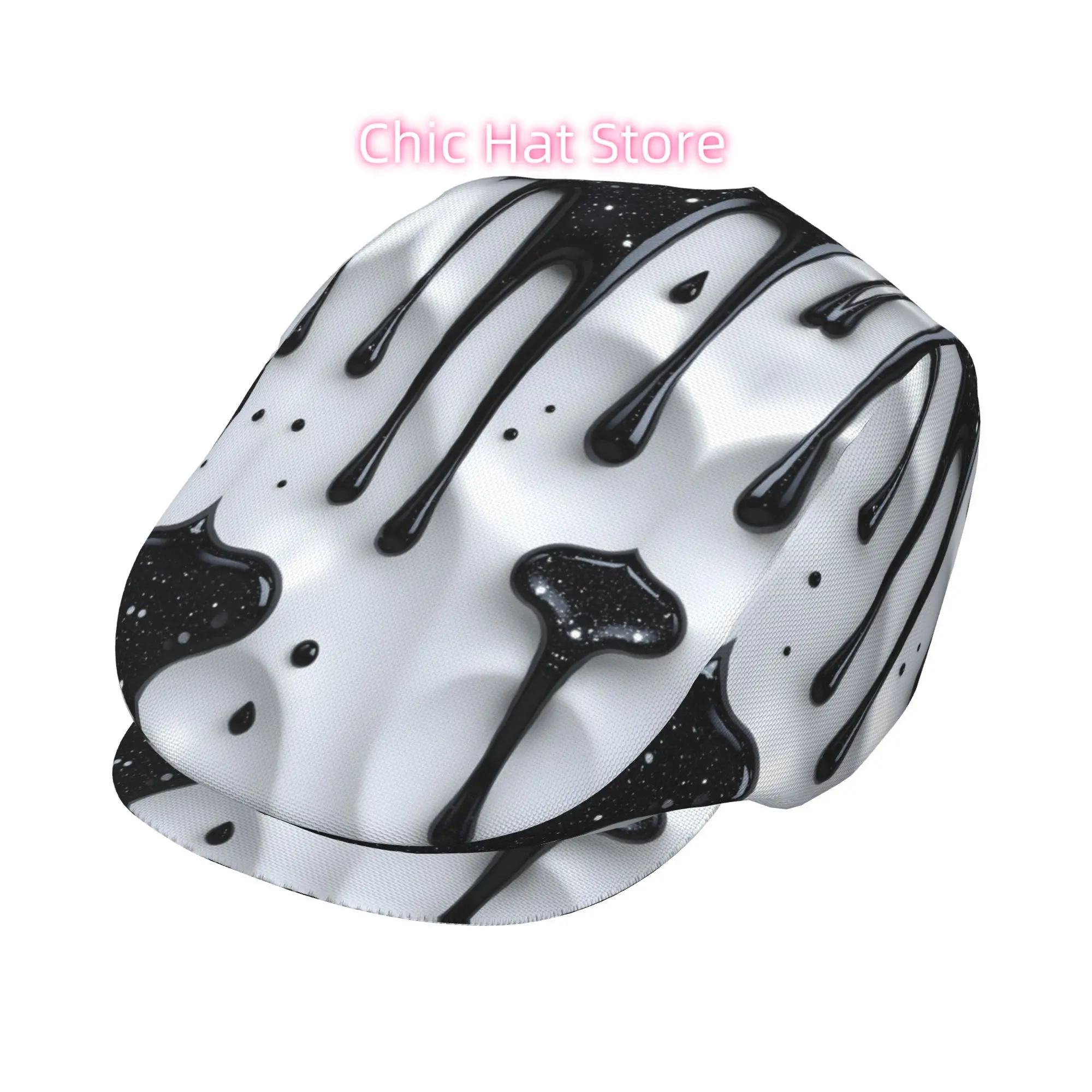 1pc Men's & Women's Cosmic Black Ink Splatter All-Over Print Flat-Top Hat - Adjustable Snap with Pattern, Lightweight for Casual