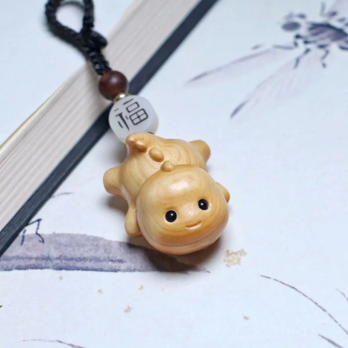 Cypress Wood Carved Cute Baby Dragon Keychain Solid Wood Wenwan Hand Play Creative Birthday Gift Chinese Zodiac Desktop Ornament