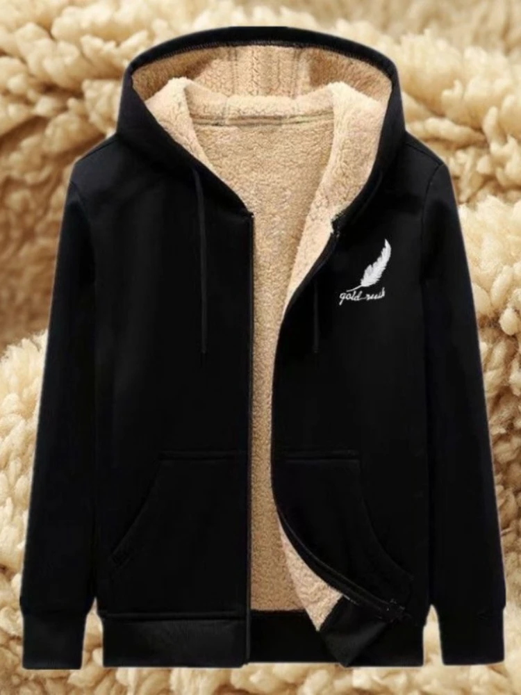 Sweat à capuche coupe-vent d'hiver 2025, sweat-shirt doublé Sherpa pour hommes, vêtements d'extérieur thermiques à fermeture éclair, Streetwear S-5XL