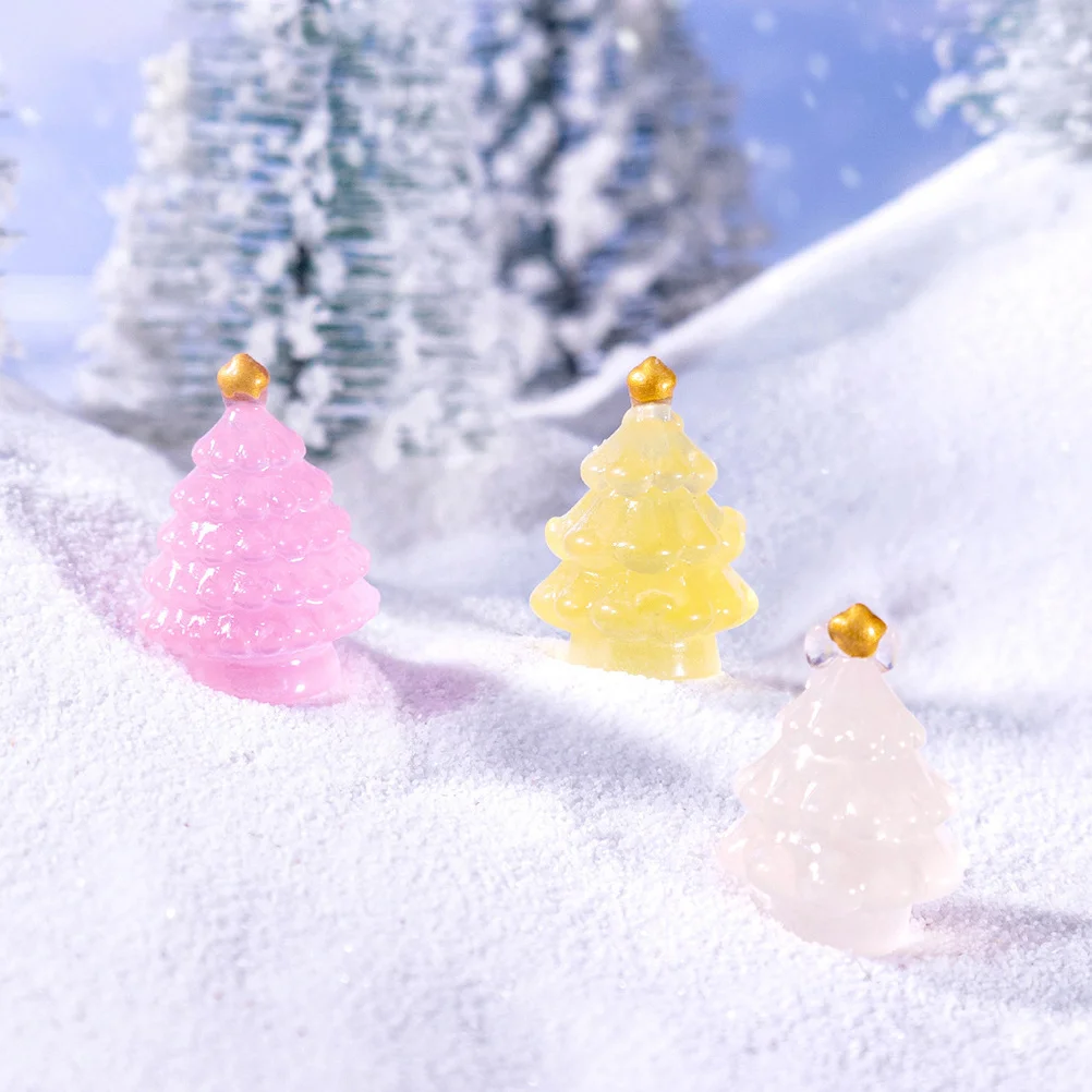 ไฟกลางคืนรูปต้นคริสต์มาสขนาดเล็ก 6 ชิ้น ของตกแต่งจิ๋วสุดน่ารักสำหรับงานประดิษฐ์วันหยุด ฉากหมู่บ้าน สร้างบรรยากาศเทศกาลในห้อง