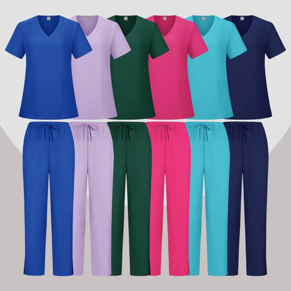 

Женский скраб для медсестры, топ, брюки, белая медицинская одежда, униформа, комплект скрабов, униформа Clinicos, спецодежда, косметологические костюмы для кормления