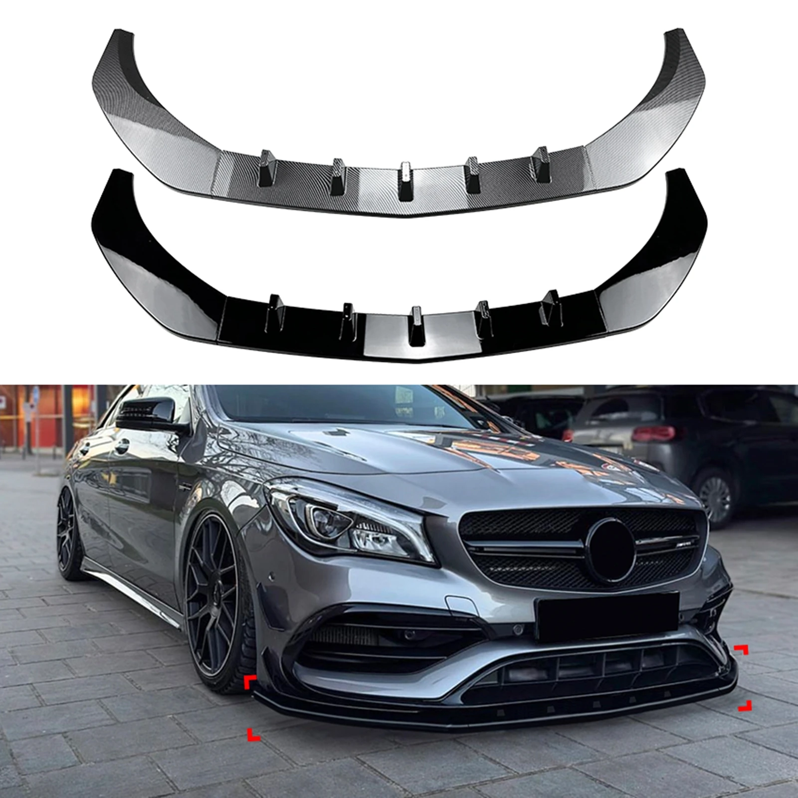 

For Mercedes-Benz CLA Class C117 CLA200 CLA220 CLA250 CLA260 CLA45 AMG 2016 2017 2018 2019 Front Bumper Spoiler Lip Splitter Kit