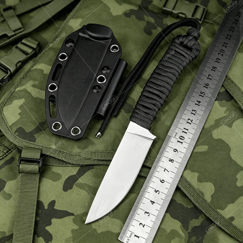 

Wilderness Adventure Utility High-hardness Cutting Straight Knife with Lanyard Outdoor Camping Hiking Portable Knife with Sheath
