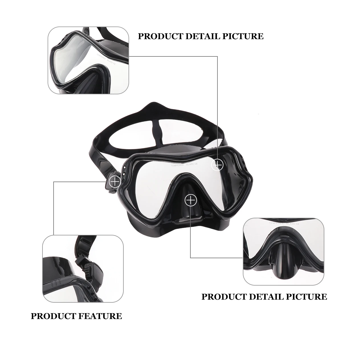 

1 Set Silicone Snorkeling Mask -Way Valve Large Displacement Sturdy Buckle For Diving Swimming