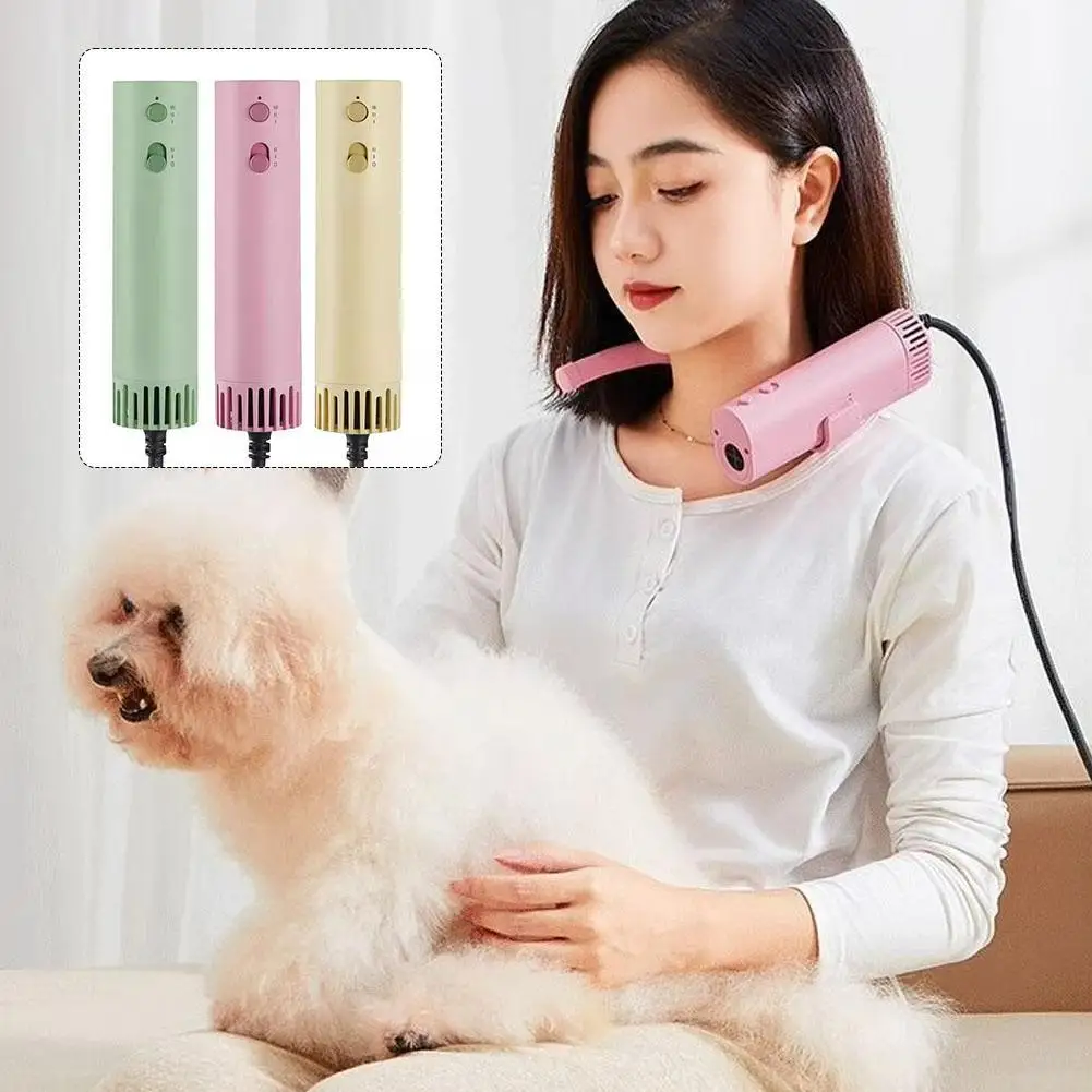 High-power Negative Ion Pet Hair Dryer Silent Beauty Bristles Quick Blowing Hanging Neck Portable, Universal For Cats And Dogs