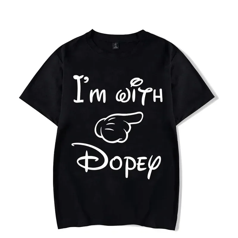 Matching Couple Outfits T Shirt I’m with Dope Grump Women Short Sleeves Casual Lovers Funny Shirts Printing Honeymoon T Shirt