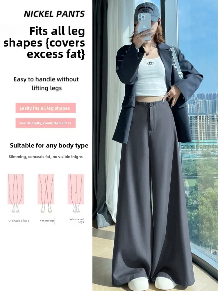 Ele-pantalones de traje rojo morado para mujer, cintura alta, pierna recta, largo hasta el suelo, pantalones de pierna ancha informales, ajuste corporal de abeja de pera