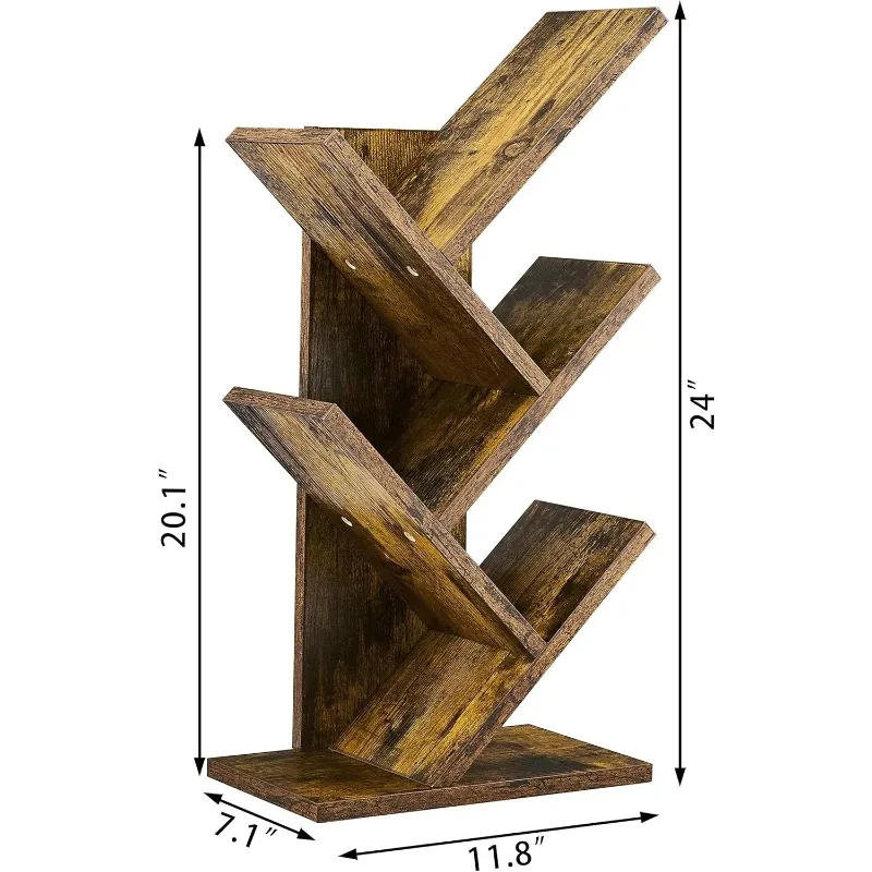 

Free Standing Tree Bookcase 4 Tier Tree Bookshelf, 4 Shelf Bookcase, Utility Organize Modern Book Storage,