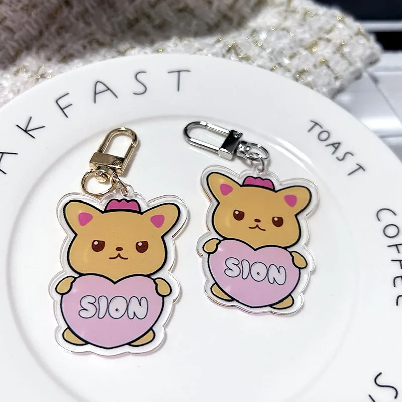 KPOP SION RIKU YUSHI Cartoon Keychain JAEHEE RYO Acrylic Double-side Member Letter Printed Keyring Bag Accessories Fans Collect