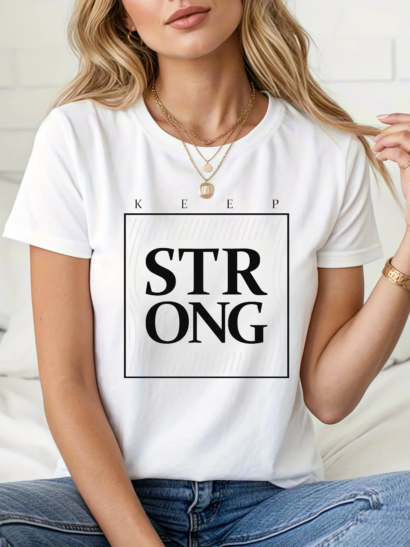 

Comfortable relaxing printed short-sleeved T-shirt, Summe radult women's Comfortable pure cotton round-neck top printed t shirts