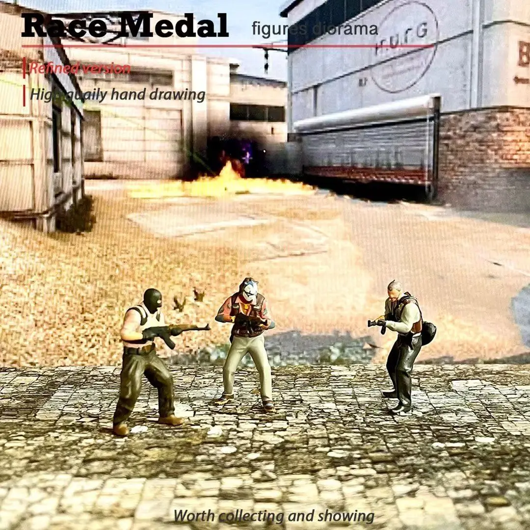 โมเดลรถจำลองเรซิ่นขนาด 1/64 สำหรับฉากเกม Counter-Strike CS ชุดฟิกเกอร์ไดโอรามา