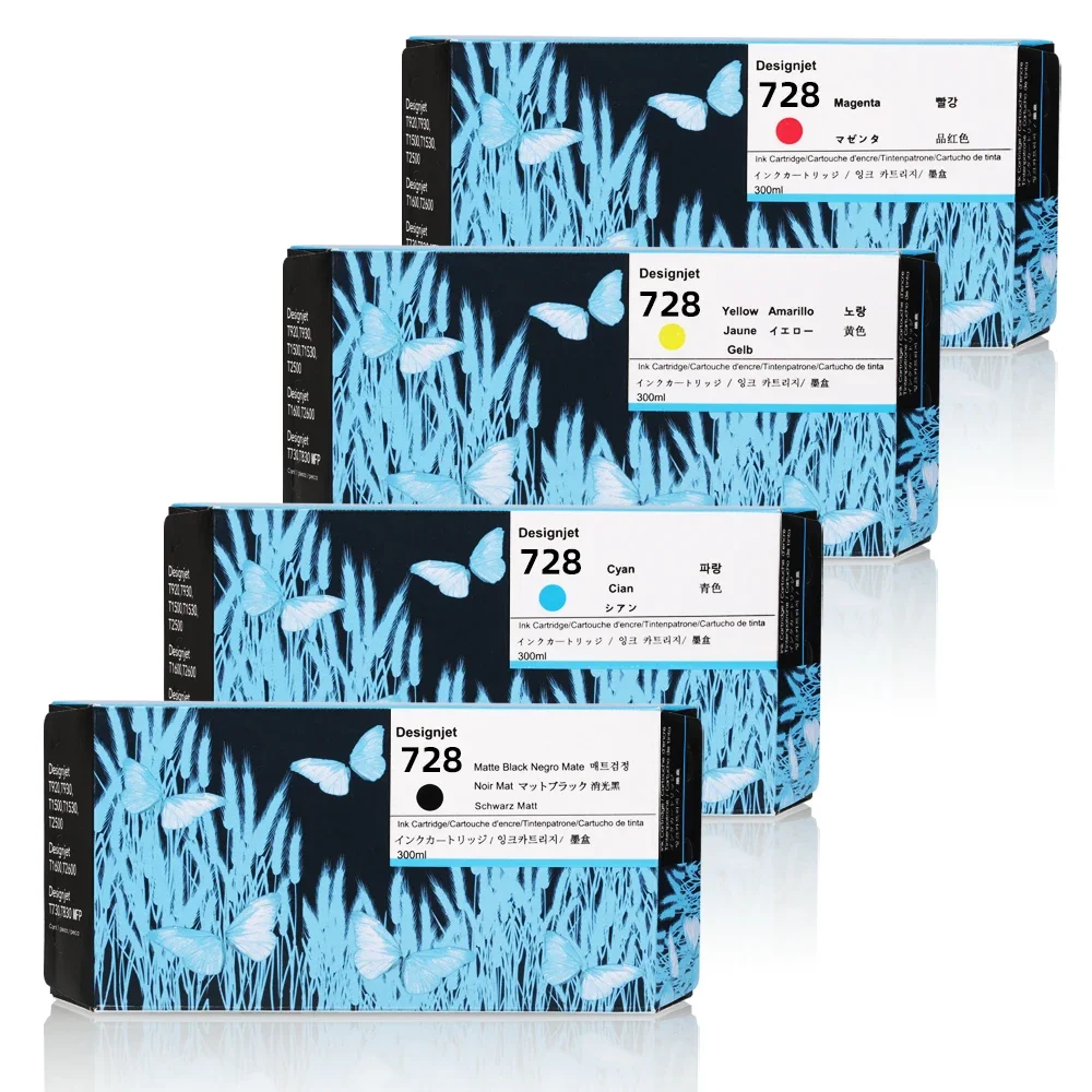 For HP 728 Ink Cartridge With Full Pigment & Dye Ink HP728 For HP Designjet T730 T830 Printer Ink Tank 300ML&130ML