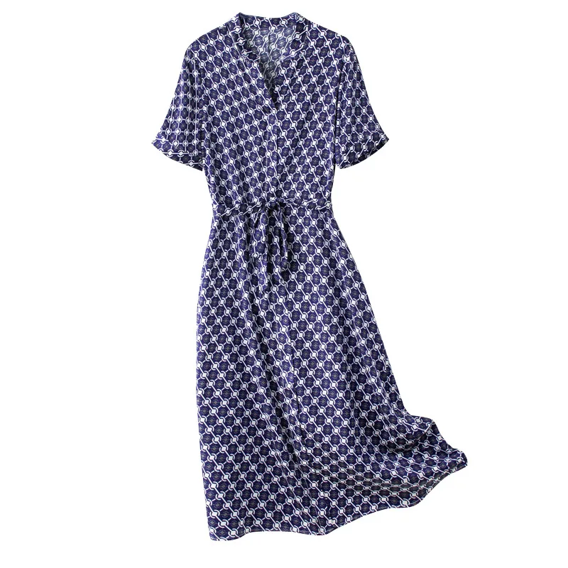 

Модное плотное шелковое платье для женщин, Новинка лета 2024, Элегантная Шелковая юбка с атласным принтом для похудения