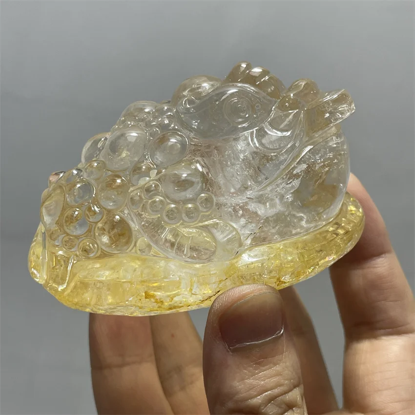 Natural Crystal Quartz Jin Chan Carving Healing Fengshui Stones Reiki Quartz Home Decoration Holiday Gifts 1PCS