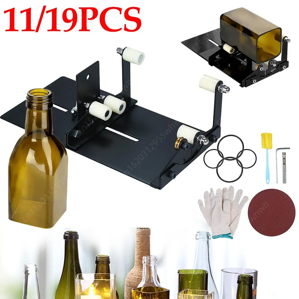 11/19Pcs Glass Bottle Cutter Stainless Steel DIY Glass Cutter Kit with Safety Gloves/Accessories Glass Sculptures Cutter Machine