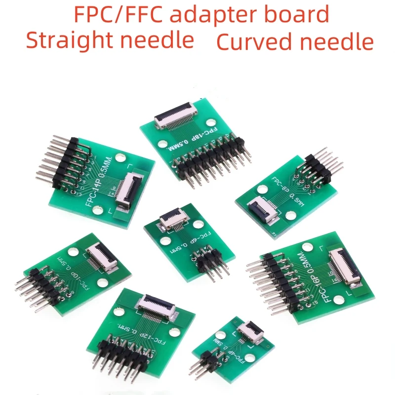 

FPC/FFC adapter board welded 0.5mm/1.0mm spacing connector turned straight into 2.54 flexible cable adapter seat