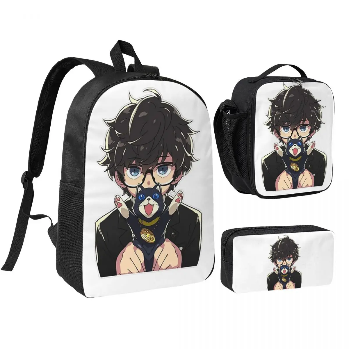 

Morgana Personal Backpack Boys Girls BookBag School Bag Shoulder Bags 3ps Insulated Lunch Bag Pencil Case